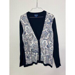 Pendleton Silk Blend Floral Paneled Cardigan Large Sweater